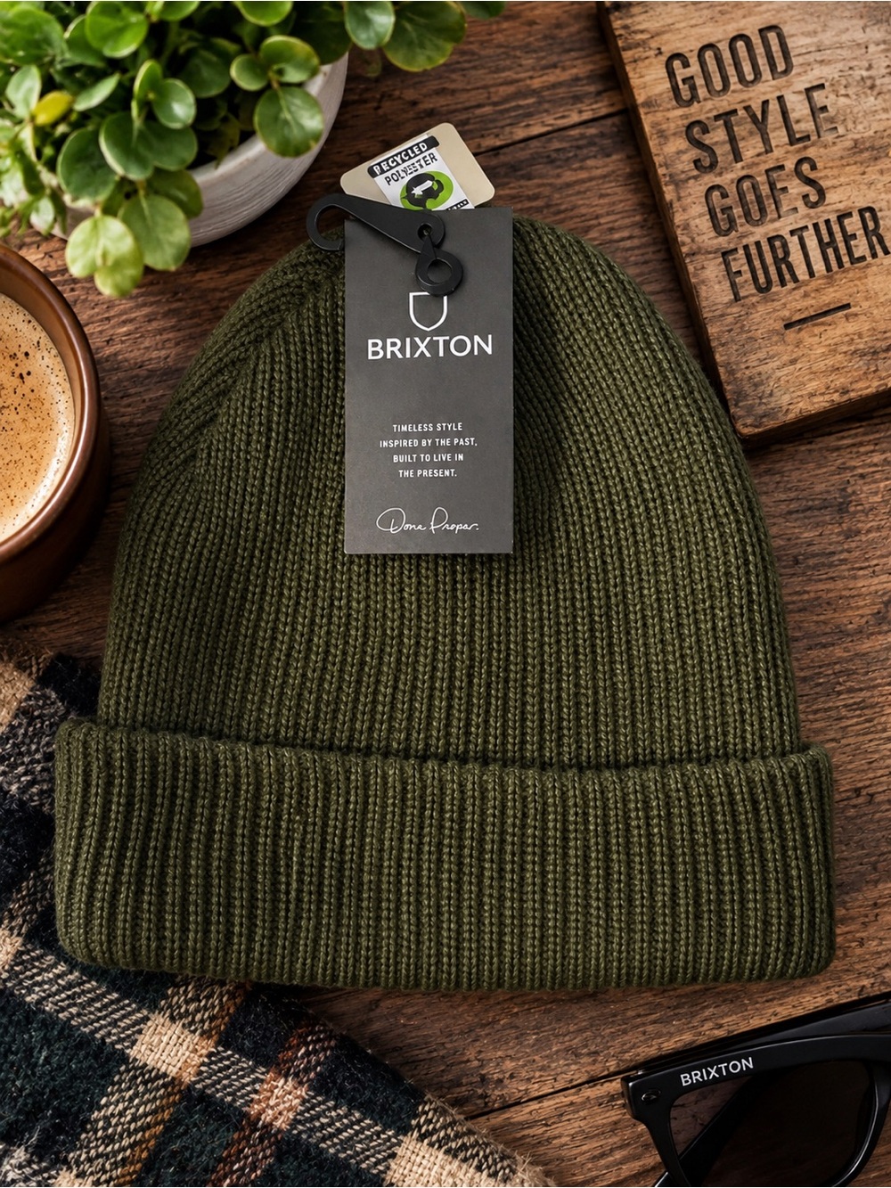 Brixton Heist Beanie Olive Green One Size NWT hi